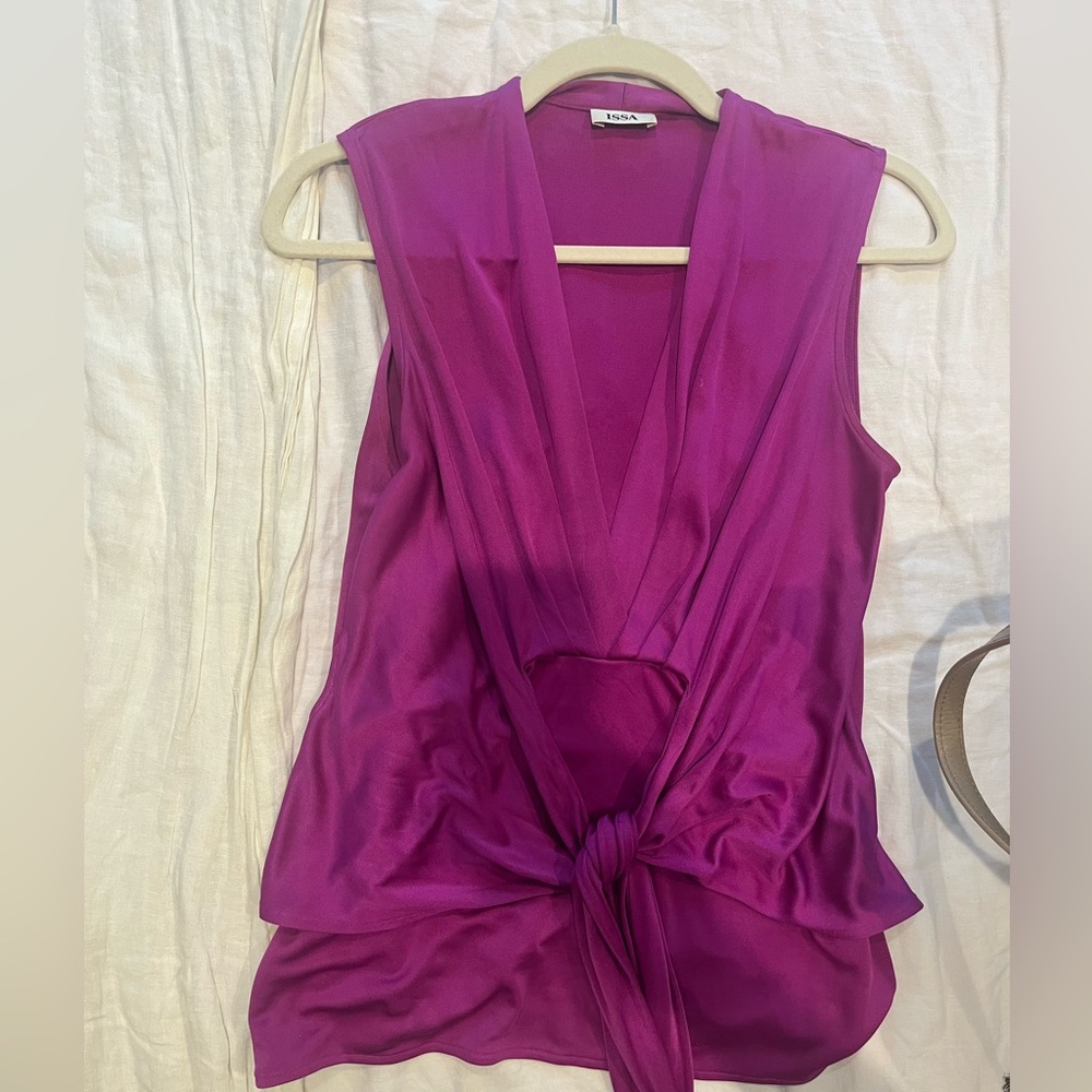 ISSA London Magenta pink Sleeveless silk Kat Blouse